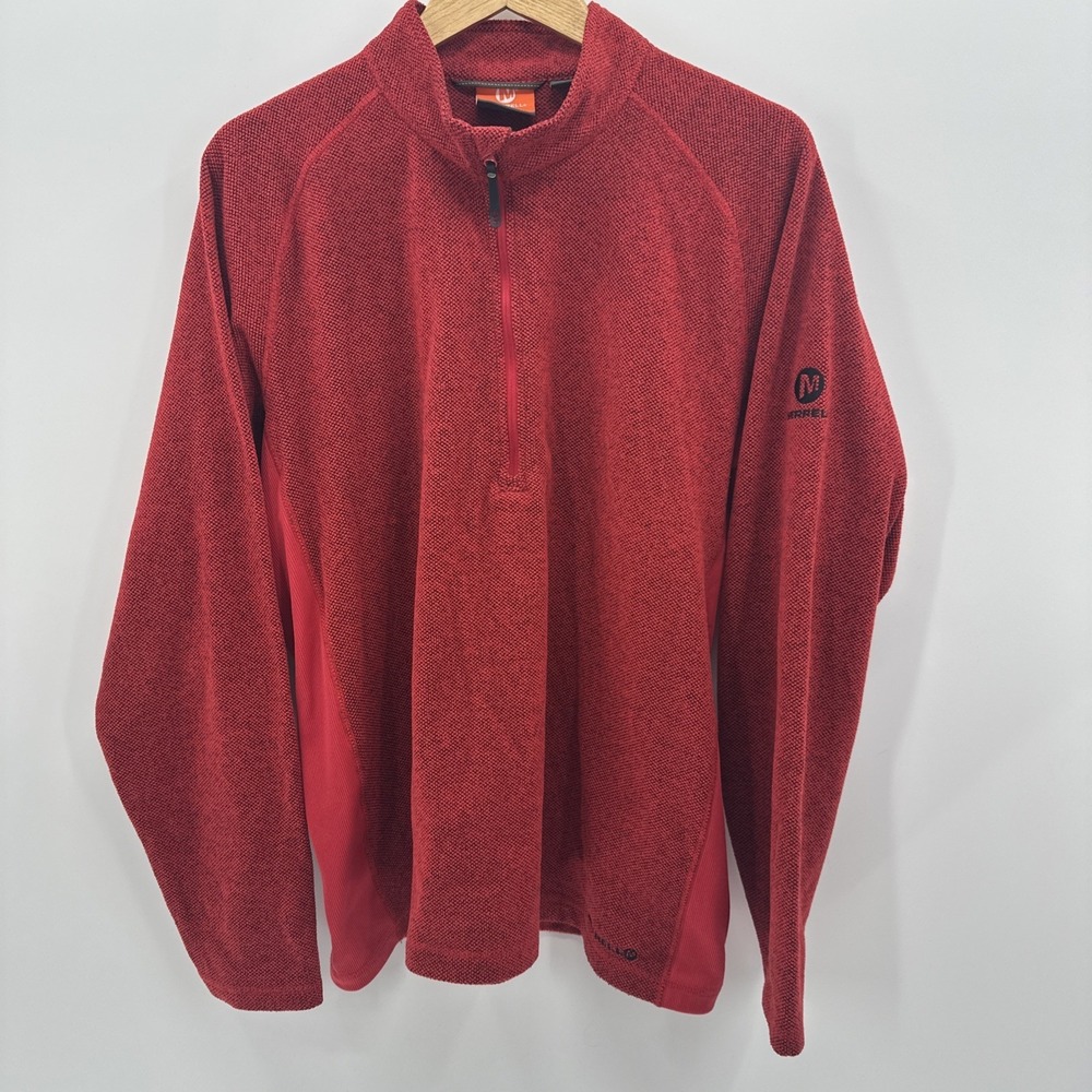 Merrell Sweater‎ Mens XL Gray 1/4 Zip Long Sleeve Fleece Pullover Jacket Active